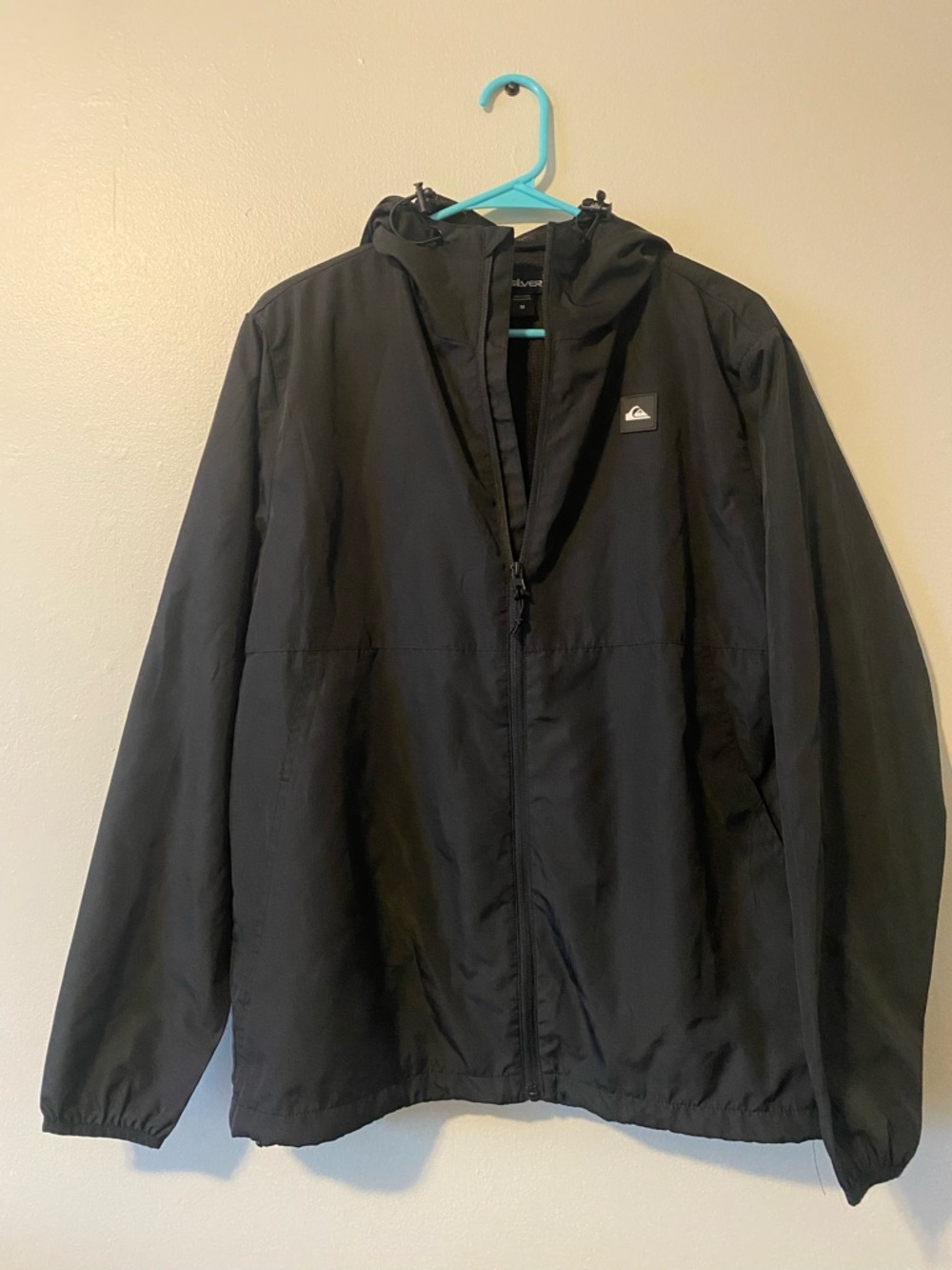 Quiksilver Men’s Black Hooded Windbreaker Jacket Size M